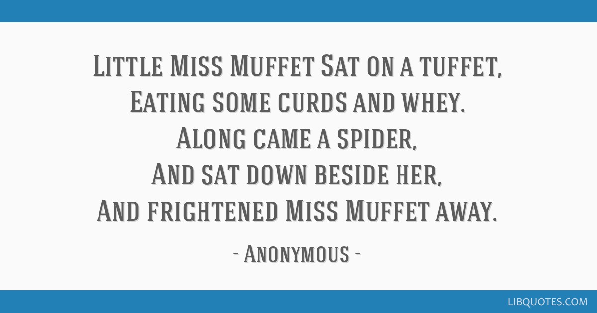 Little Miss Muffet Sat On A Tuffet Eating Some Curds And Whey Along Came A Spider