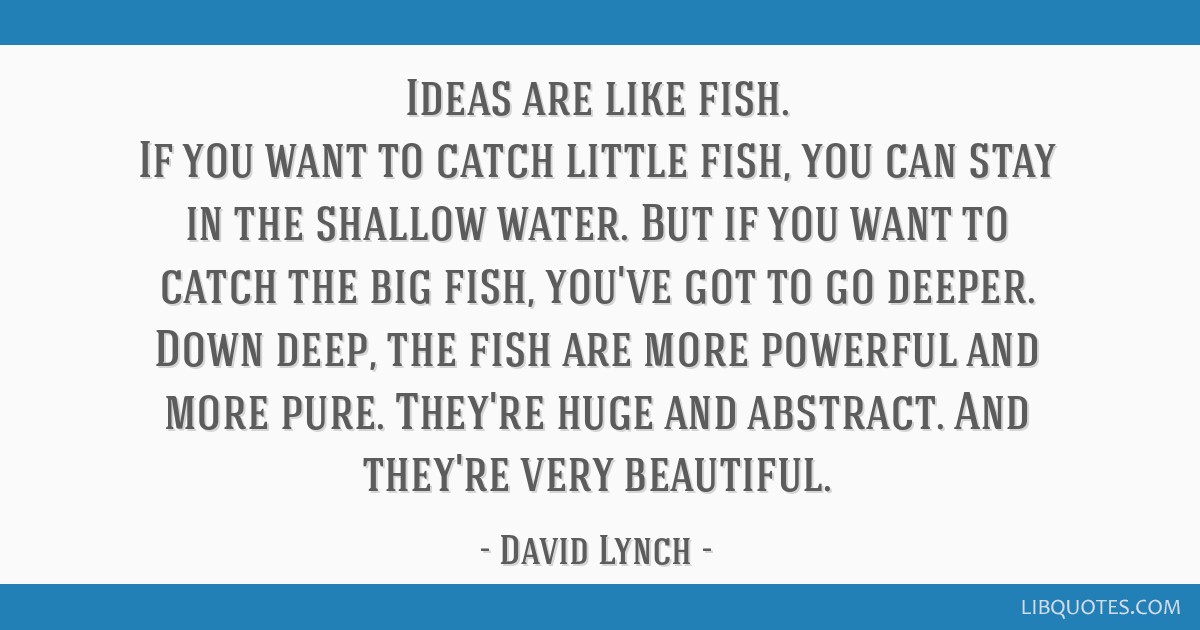 Ideas are like fish. If you want to catch little fish, you
