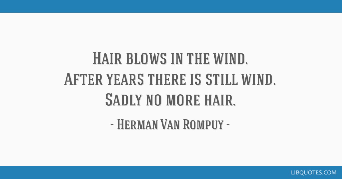 Herman Van Rompuy quote: Hair blows in the wind. After...