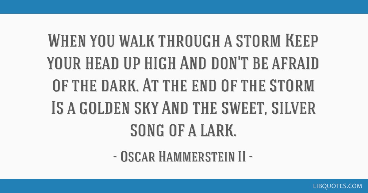 In the end, it won't be how you walked in the sun - but how you handled the  storm - that will determine your success