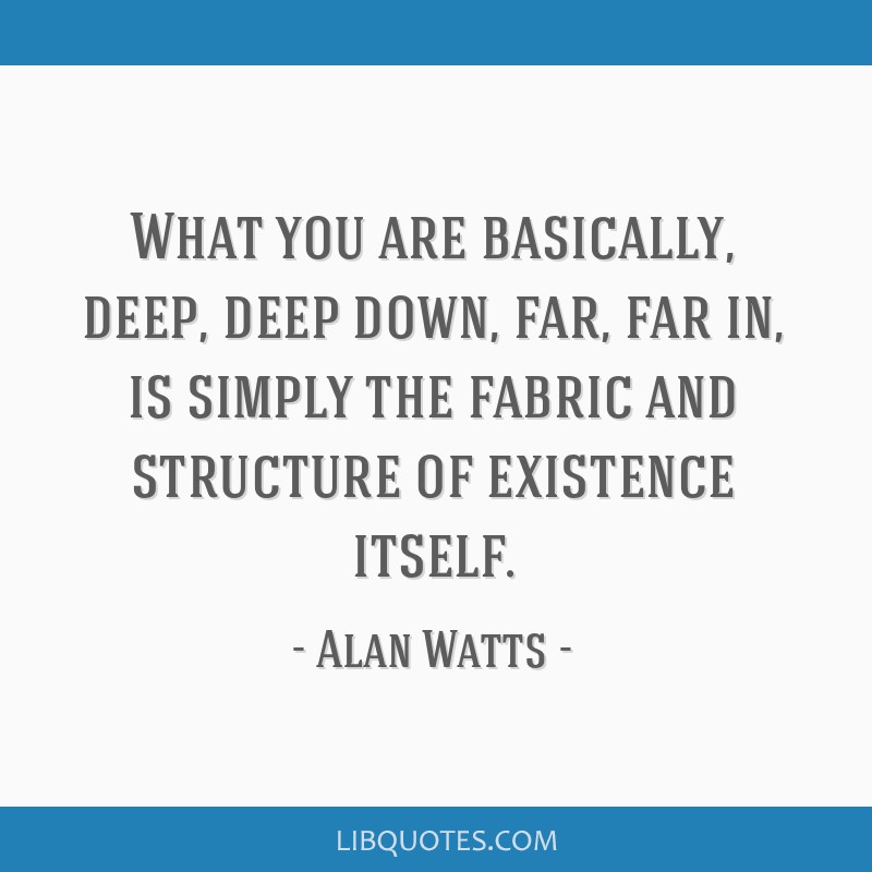 What You Are Basically, Deep, Deep Down, Far, Far In, Is Simply The Fabric  And Structure