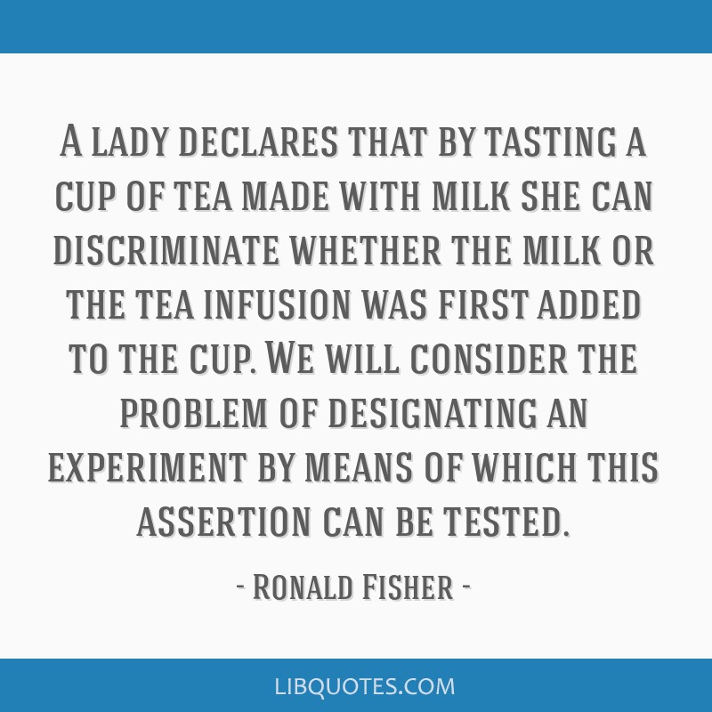 A Lady Declares That By Tasting A Cup Of Tea Made With Milk She Can Discriminate